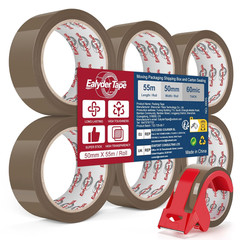 Brown Packing Tape 2 Inch X 60 Yards, 6 Rolls with Dispenser – Heavy Duty Parcel