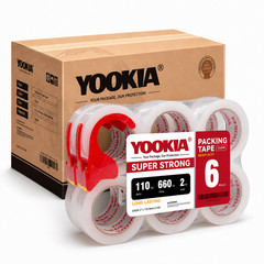 6-36 Rolls Carton Sealing Packing Tape w/Dispenser Heavy Duty 2mil 2″x110 Yards