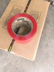 3M Scotch Box Sealing Tape 371, 72mm x 100m, Moisture-Resistant, Red, 24-Pack