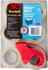 Scotch Heavy Duty Shipping Packing Tape 6 Rolls with Dispenser 1.88 in x 22.2 yd