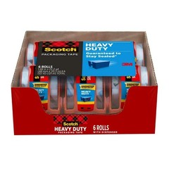 (6-Pack with Dispenser) 1.88 in. x 66.7 ft. Heavy Duty Shipping Packaging Tape