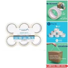 Heavy Duty Clear Packing Tape 2.7 Mil 60 Yards 6 Rolls for Moving Boxes