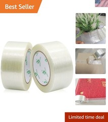 Heavy Duty Transparent Reinforced Fiberglass Tape – 2 Roll, 2 Inches by 35 Yards