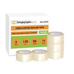 72 Rolls Carton Sealing Clear Packing Tape Box Shipping – 1.75 mil 2″ x 55 Yards