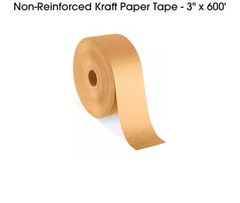 10 Rolls Gummed Tape 3″ x 600′ Water Activated Kraft Paper Non Reinforced Tapes