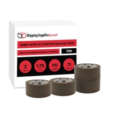 1.75 Mil Tan Acrylic Carton Sealing Tape 2″ x 110 Yards, Shipping Tape 72 Rolls