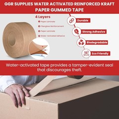 Reinforced Kraft Paper Water Activated Gummed Tape 3 in x 375 ft Pack of 2