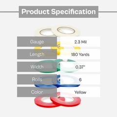 Yellow Produce Poly Bag Sealer Tapes – 6 Pcs – 3/8″ x 180 Yards