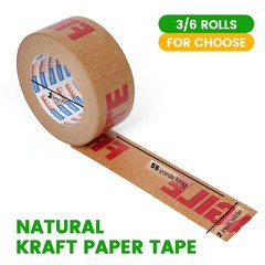 Fragile Tape Biodegradable Kraft Paper 2in x 55yds 6 Rolls Strong Adhesive