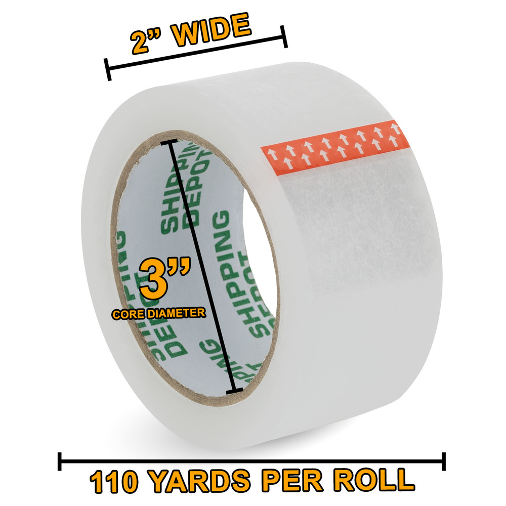 2 Rolls of Shipping Depot Carton Box Sealing Clear Packing Tape 2″ x 110 Yds