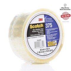 Scotch 375 Industrial-Grade Packing Tape, Clear, Heavy-Duty, 36 Rolls 48mm x 50m