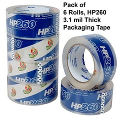 6 Rolls, Duck HP260 Clear, 3.1 mil Heavy Duty Packaging Tape, 1.88″ x 60 yd.