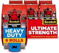 Scotch Heavy Duty Shipping and Moving Packing Tape, Clear, 6 Count