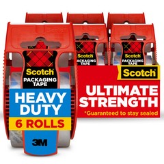 Scotch Heavy Duty Shipping Packing Tape 6 Rolls Industrial Strength Dispenser