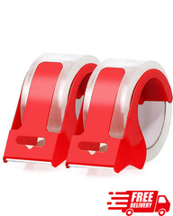 2 Rolls Clear Packing Tape with Refillable Dispenser Heavy Duty 1.88x55yds